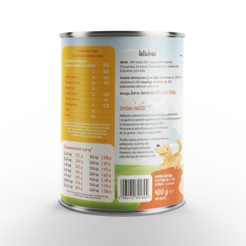 Mr. Bro LIGHT Monoproteinowa karma mokra Indyk z Dynią z Prebiotykami 400g