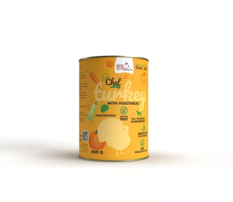 SYTA MICHA Mokra karma CHEF dla psa Indyk z warzywami 400g