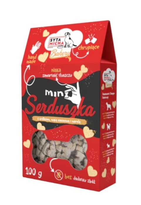 Syta Micha Ciasta dla psa Mini serduszka z królikiem, mąką kokosową i morelą 100g