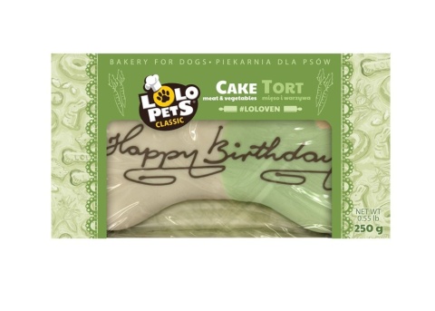 Tort dla psa „Happy Birthday” mięsno-warzywny 250g Lolo Pets