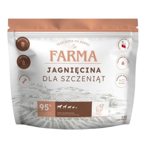 Farma Sucha karma dla psa JAGNIĘCINA dla szczeniąt 2kg hipoalergiczna tłoczona na zimno 2kg