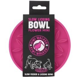 Kiwi Walker Slow Licking Bowl Flower Mini RÓŻOWY 14 cm Mata do lizania dla psa, okrągła z wypustkami w kształcie kwiatków
