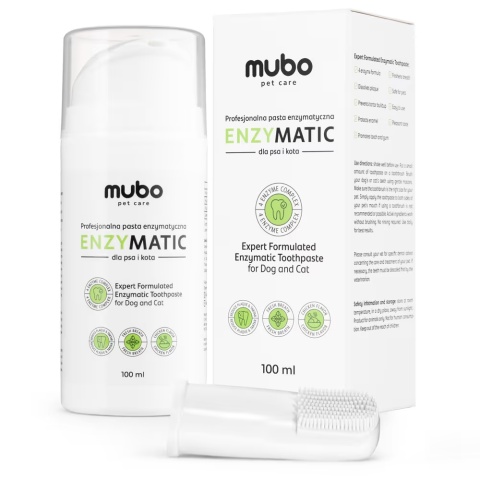 Mubo EnzyMatic Toothpaste 100ml Profesjonalna pasta enzymatyczna dla psa i kota, z czyścikiem