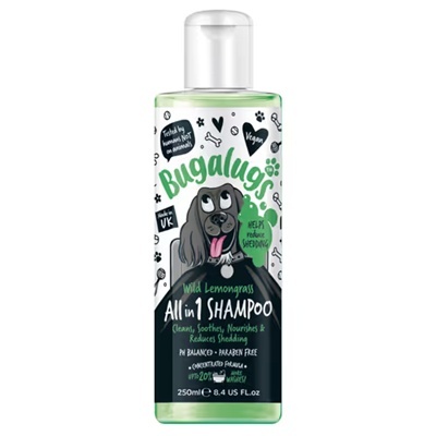 Szampon z odżywką dla psa zmniejszający wypadanie sierści koncentrat 1:10 250ml Bugalugs All in 1 Shampoo