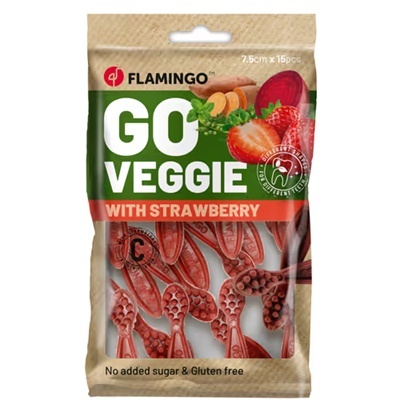 Wegańska przekąska dla psa o smaku truskawek 120g Flamingo Go Veggie Snacks with Strawberry